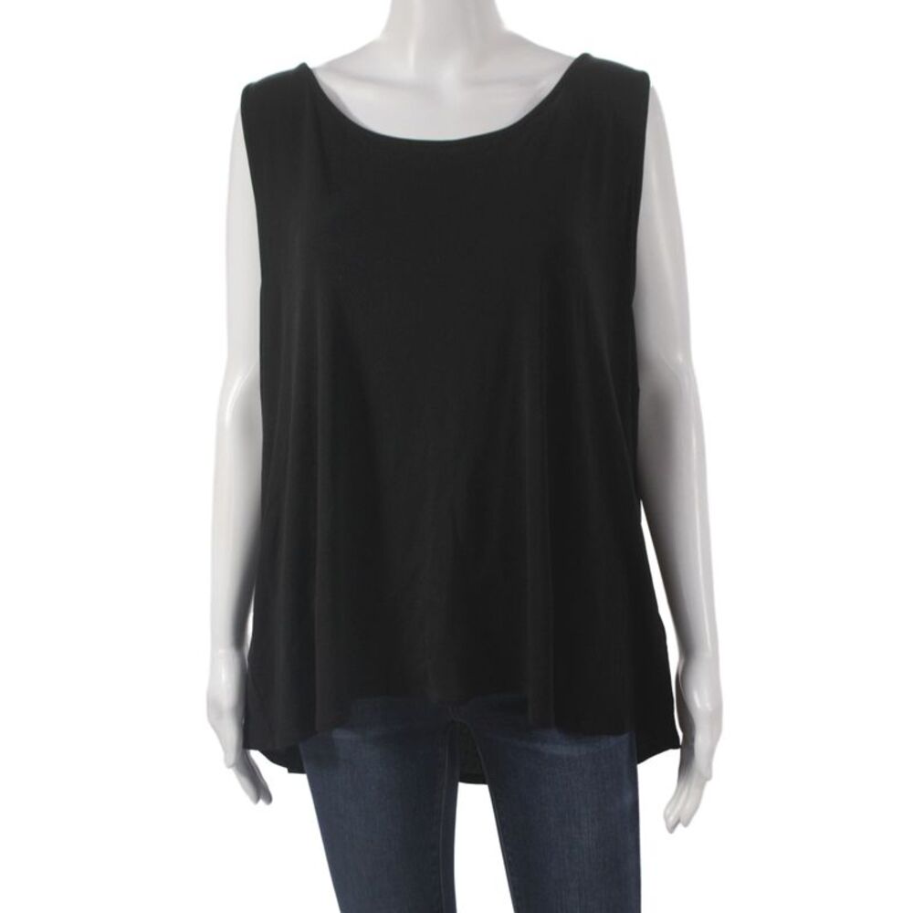 Eileen Fisher Womens Black Silk Scoop Neck Sleeveless Tank Size 3X